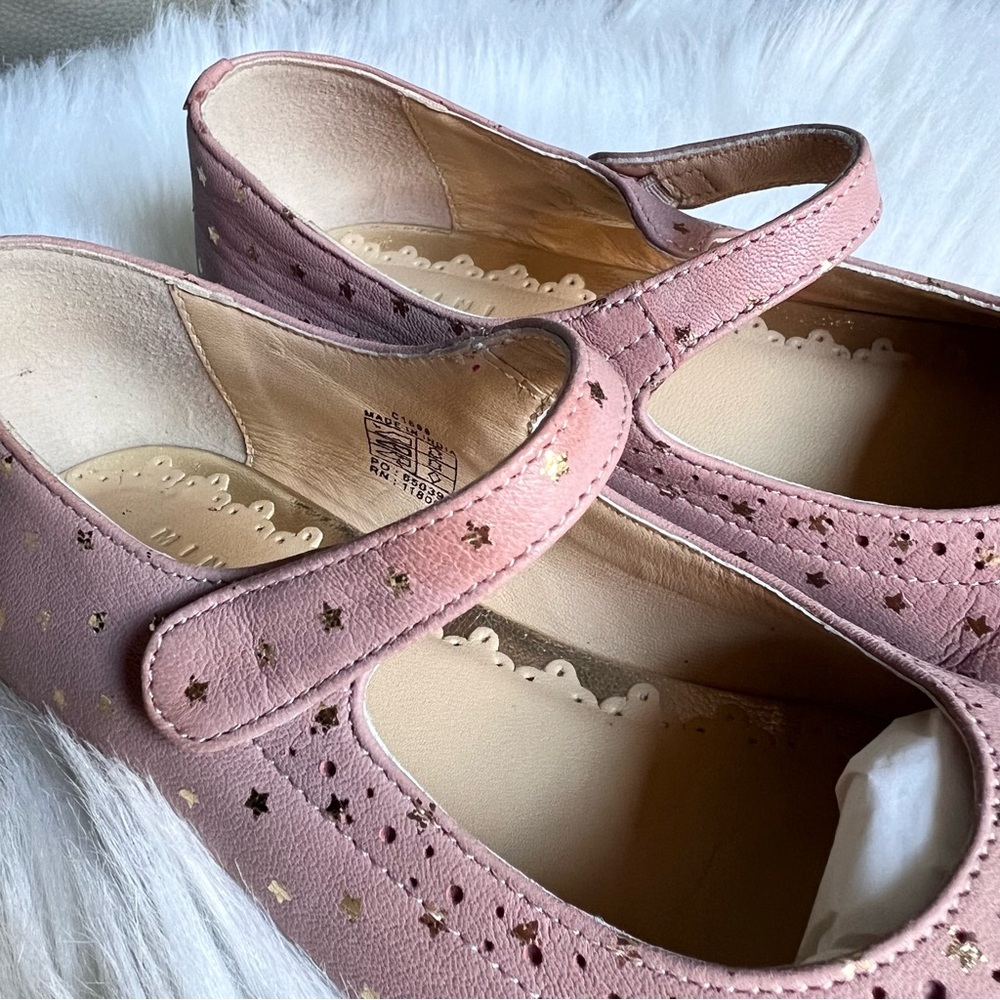 Mini Boden Girls Gold Star Leather Mary Janes Ballet Pink Sz 32 US 1 Wedding - Picture 6 of 17